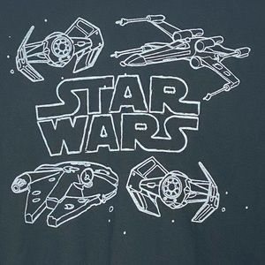 Star Wars Black T-Shirt - X Wing Tye Fighter Millenium Falcon Ships 
- Medium